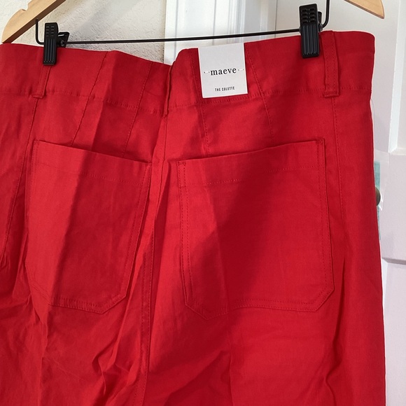 Anthropologie COLETTE Cropped Wide-Leg Pants Maeve Magic Fabric 16W Red NWT - Picture 11 of 15